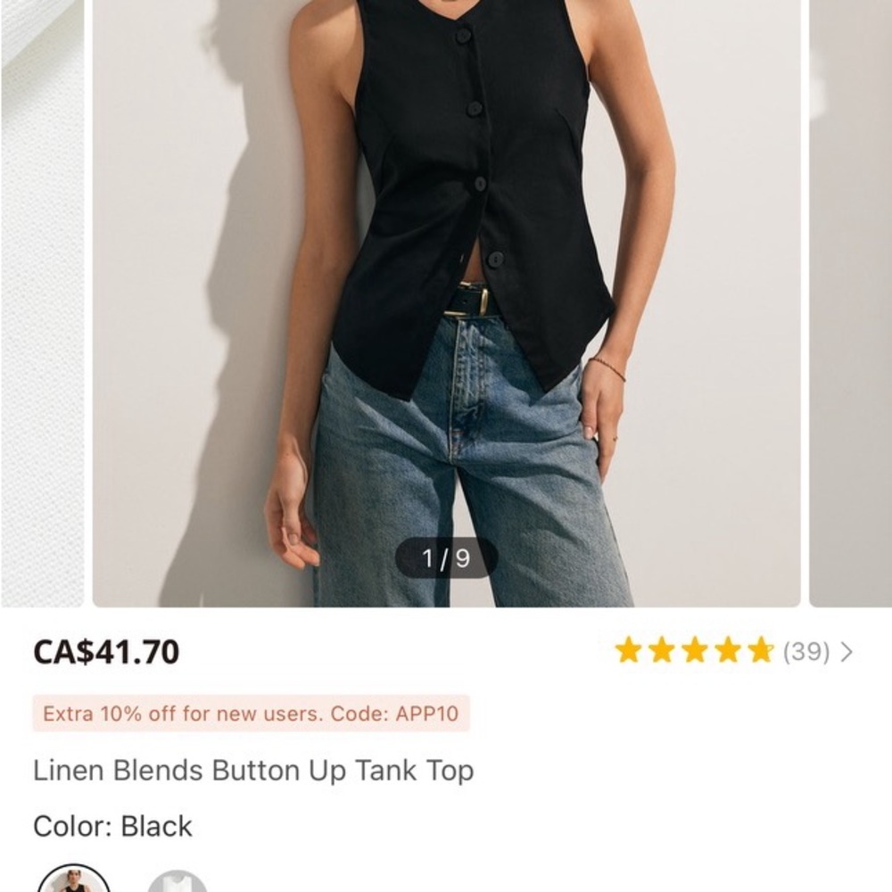 Black Button-Up Tank Top- XS-open to offers